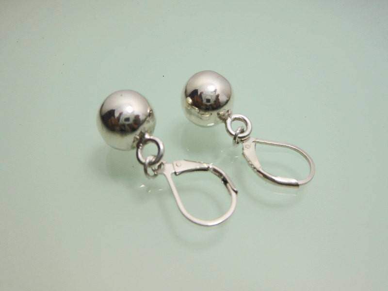 Earrings Classic Women 10 mm/12 mm Sterling Silver Ball Drop With Lever back,Geometric Earring,Personalized Gifts,Gift For Her,Ball