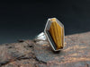Ring Coffin Tiger Eye 925 Solid Sterling Silver Shape Natural Beautiful Gemstone for Women Gift - by GIRIVAR CREATIONS