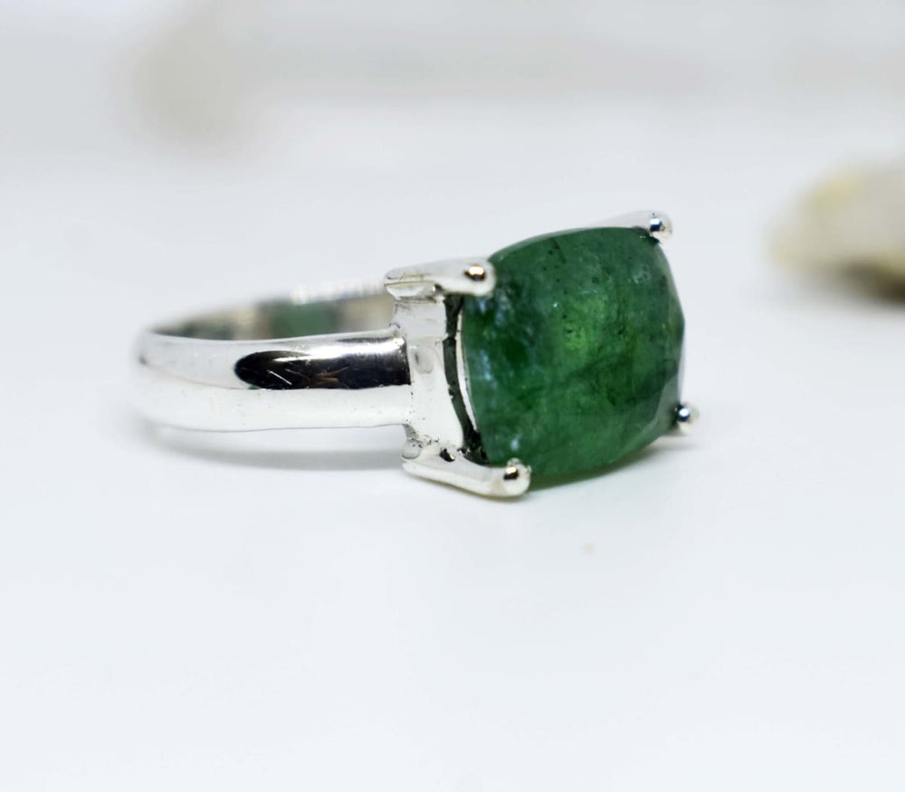 Mens Solid Fashion Design Zircon Emerald 925 Sterling Silver Ring Gift For  Him
