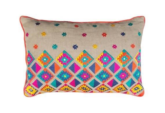 Colorful Bohemian Style Linen Pillow Cover Embroidered Moroccan Case Tribal Indian Cushion Peruvian Aztec Ethnic - By Vliving