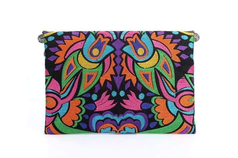Colorful Embroidered Swirl Kimmi Clutch - Clutches