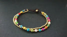 Colorful Howlite Double Chain Bracelet Anket Beaded Anklet Women Brass Stone - by Bymemade