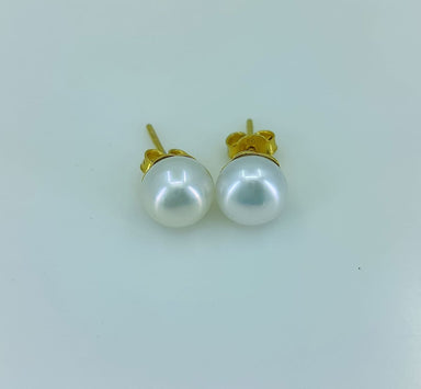 Navya Craft Gold Plated Freshwater Pearl 925 Solid Sterling Silver Handmade Ear-stud - by Navyacraft