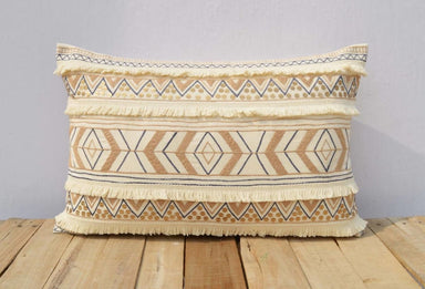 Cream Colour Pillow Cover Embroidered Moroccan Standard Size 14x21 Inches - By Vliving