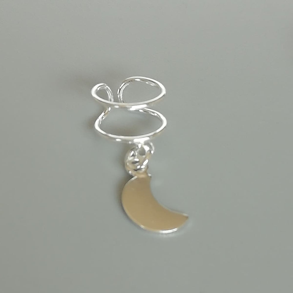 Crescent moon cuff | Silver charm | No piercing ear | Bohemian Cuff | Moon phase | Unisex jewelry | Minimalistic | E871 - by 