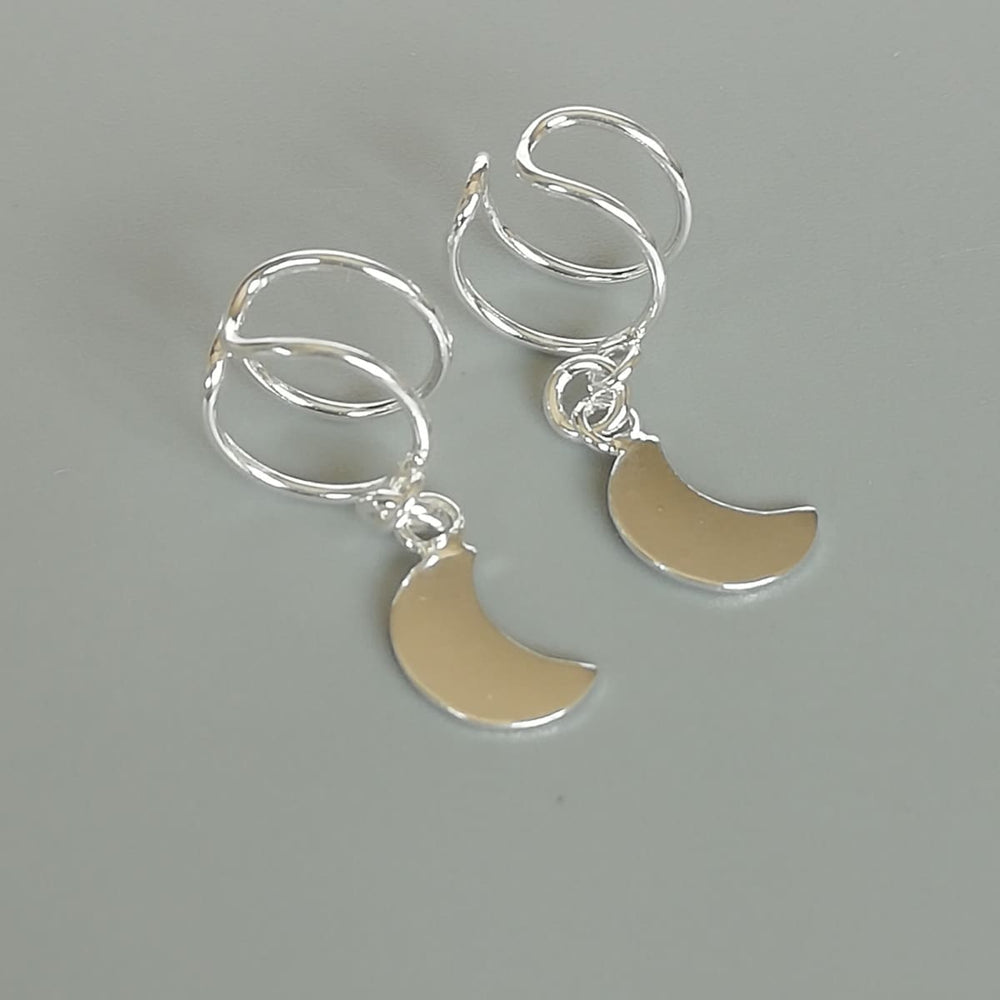 Crescent moon cuff | Silver charm | No piercing ear | Bohemian Cuff | Moon phase | Unisex jewelry | Minimalistic | E871 - by 
