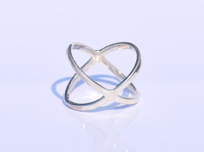 Criss Cross Ring X Sterling Silver Jewelry Handmade Statement Recycled Everyday - by Paradise