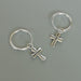 Cross charm hoop | Sterling silver 12 mm earrings | Religious hoops | Bohemian jewelry | Charm | Silver ear | E885 - by OneYellowButterfly