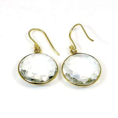 Crystal Quartz Earrings- Dangle Indian Jewelry- Designer Gold Plated Earrings