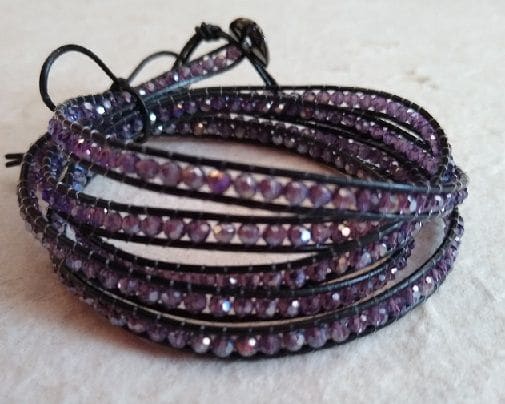 2mm Crystal Wrap Bracelet Purple - By Warm Heart Worldwide