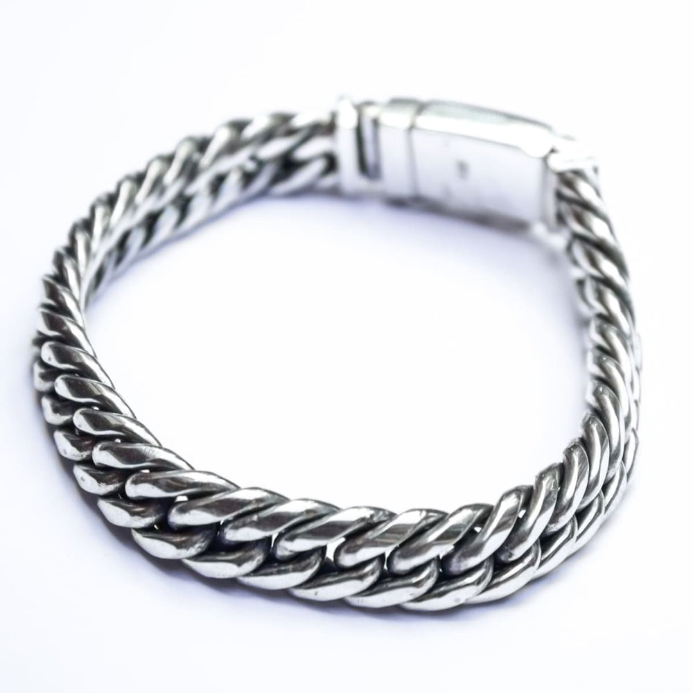 Bracelets Cuban Mens’ Chain Silver Bracelet Handmade Jewelry Gift - by Craftnez