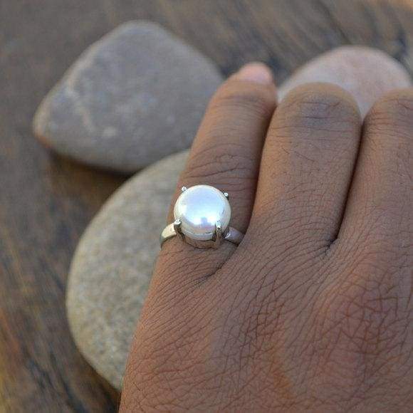 Rings Cultured South Sea Pearl Gemstone 925 Sterling Silver Ring