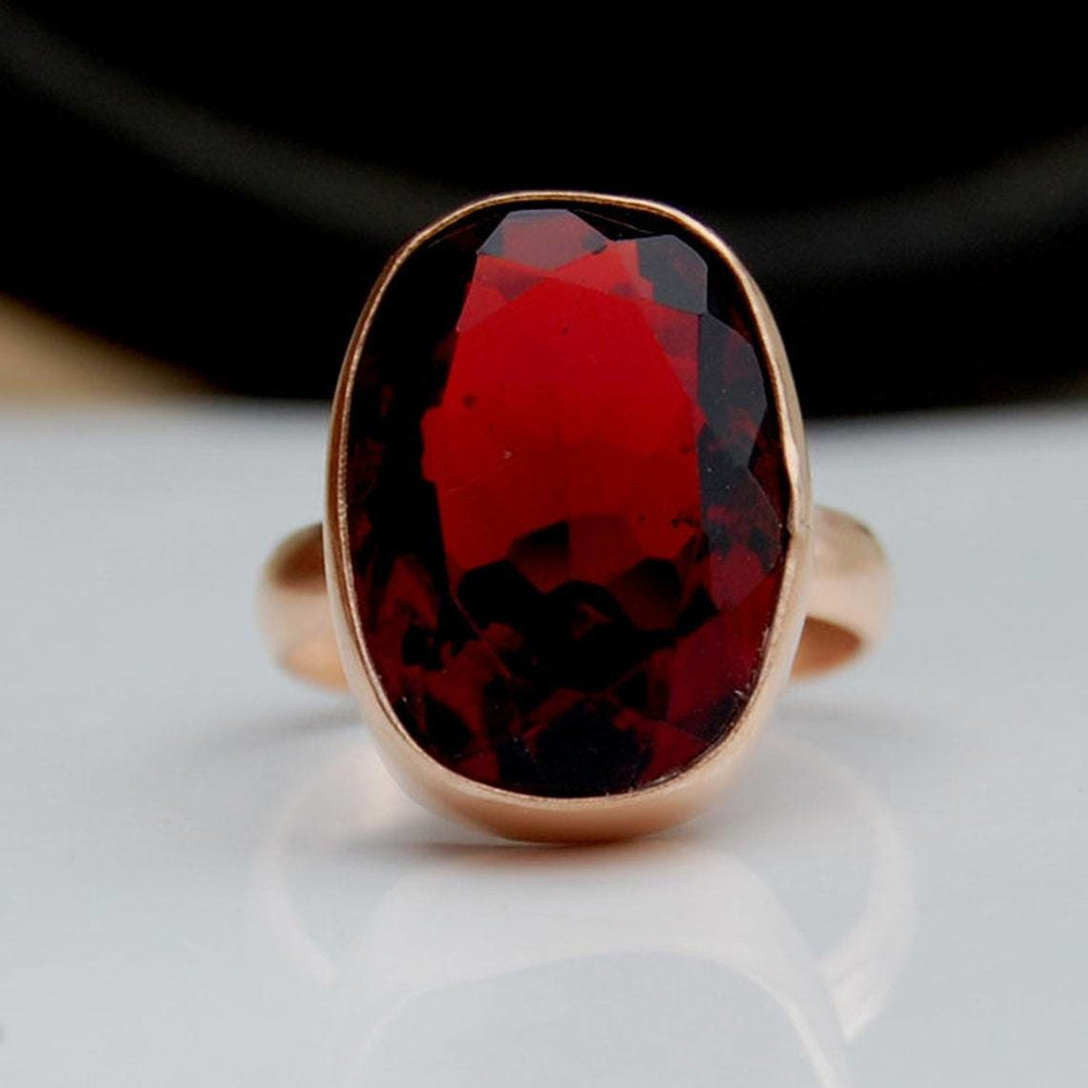rings Cushion Cut Red Garnet Silver Ring - by Subham Jewels