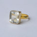 Cushion Cut Rock Crystal Gemstone 925 Sterling Silver Ring Yellow Gold Plated Gift - by Nativefinejewelry