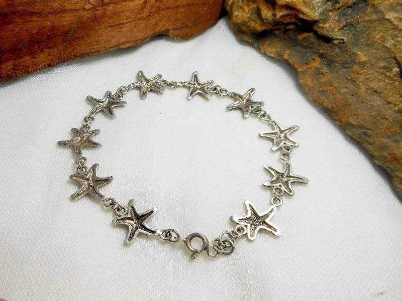 Bracelets Cute Unique Handcraft 14 mm Sterling Silver Starfish Link Bracelet,Starfish Bracelet,Personalized Gifts,Gifts For Her