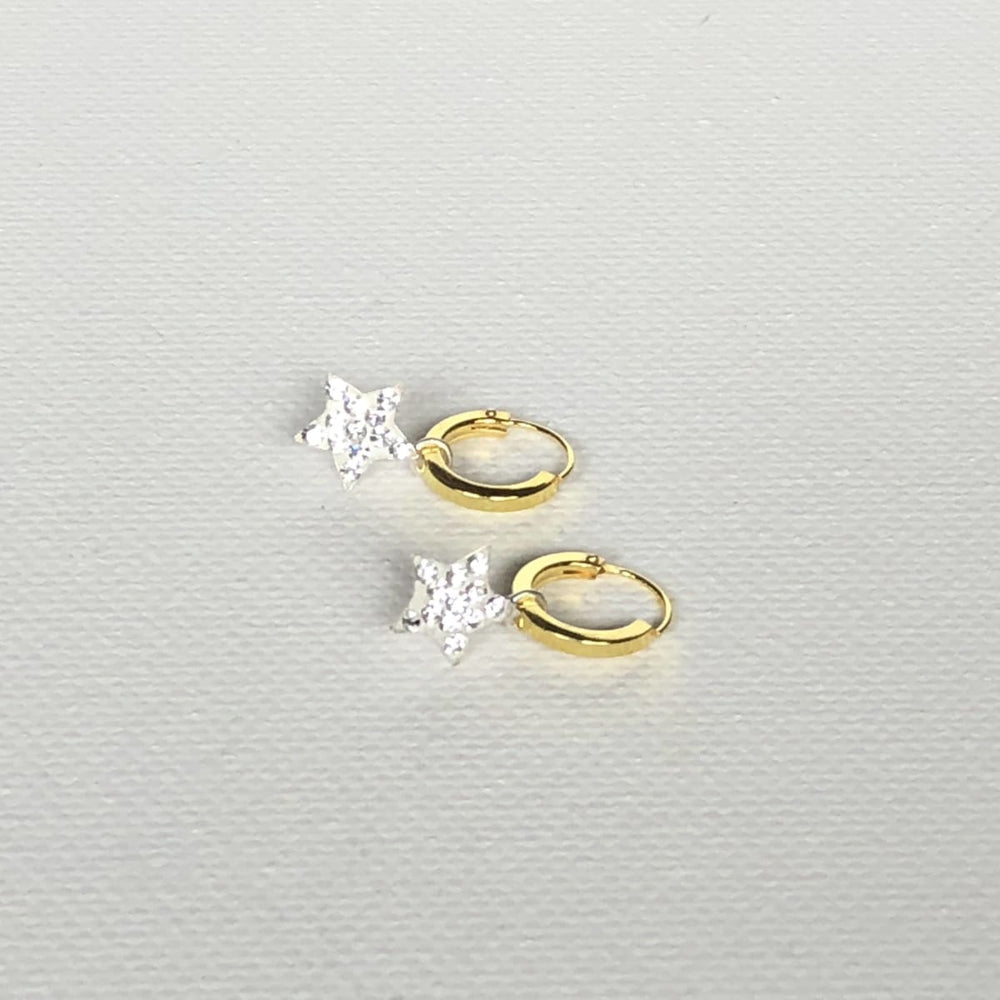 earrings CZ Star Necklace Celestial Jewelry Cartilage Hoops Gold Charm Open Hoop Earrings Tiny Crystal Charms G10 - Title by 