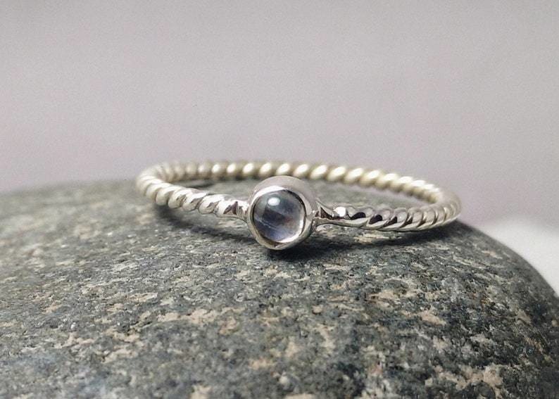 rings Dainty Tiny Moonstone 925 Silver Ring Everyday Wear,Moonstone Minimalist Jewelry,For her - by TanaBanaCrafts