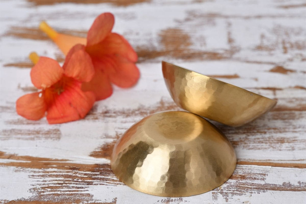 De Kulture Hand Hammered Antique Brass Nut Bowl Ideal for Dessert Tableware Kitchenware Set of 2 - by DeKulture Works Private Limited