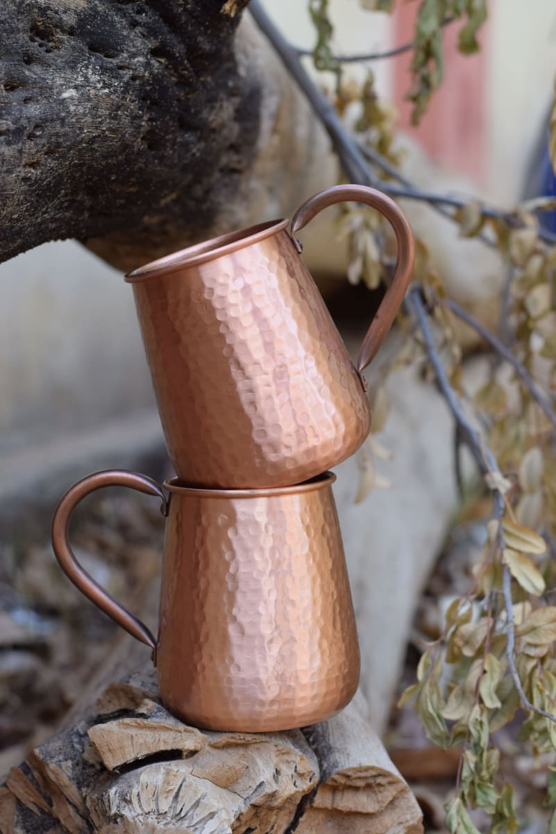 De Kulture Handcrafted Pure Copper Mug Moscow Mule Large Pitcher With Handle 3.0x4.0 (DH) Inches Set of 2 - by DeKulture Works Private 