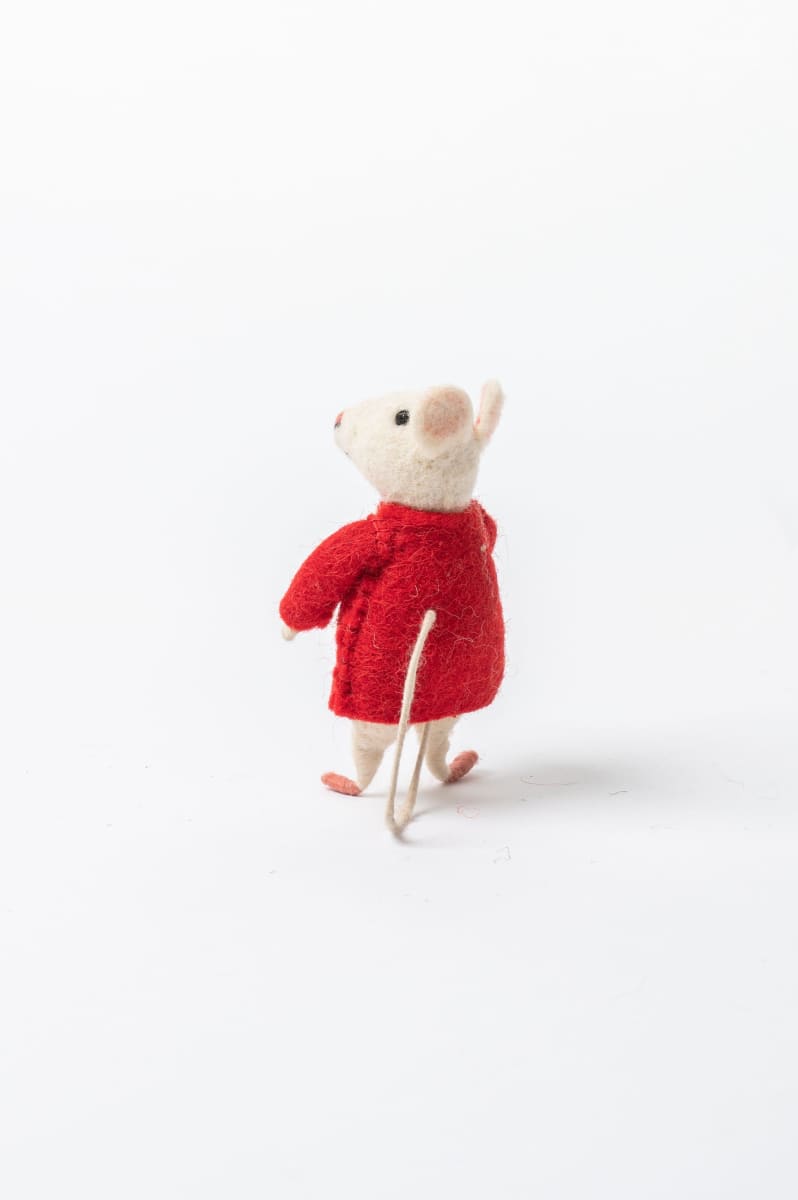 De Kulture Handmade Premium Needle Felted Mouse with Red Jacket Eco Friendly Stuffed Ideal for Home Office Decoration Holiday Decor 