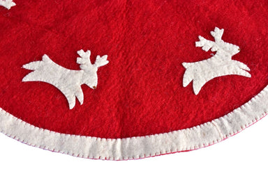 De Kulture Handmade Premium Wool Felt Christmas Red Tree Skirt Eco Friendly Needle Felted Xmas Decorative Ornament For Home Office Party 