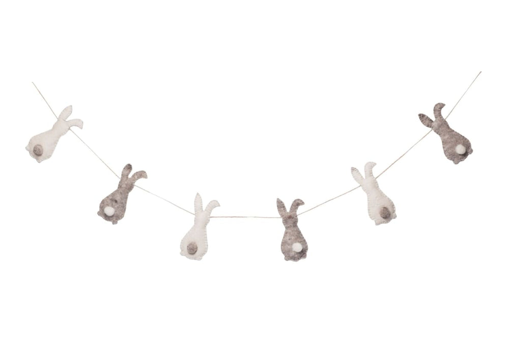 De Kulture Handmade Premium Wool Felt Easter Stuffed Bunny Garland Eco Friendly Eastertide Wall Hanging Home Office Wedding Party Holiday 