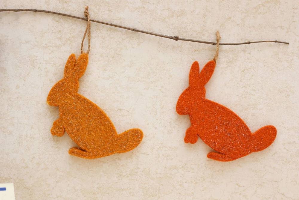 De Kulture Handmade Premium Wool Felt Hanging Bunny Eco Friendly Needle Felted Stuffed Easter Ornament Ideal For Home Office Party 