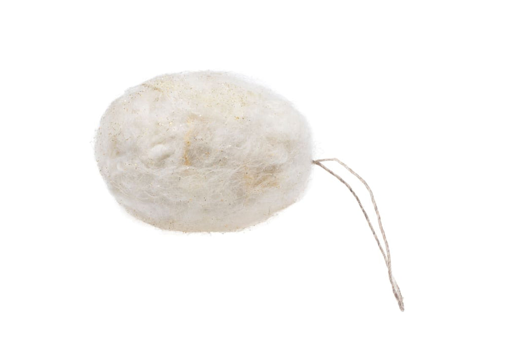 De Kulture Handmade Premium Wool Felt Hanging Egg White Eco Friendly Needle Felted Stuffed Easter Ornament Ideal For Home Office Party 