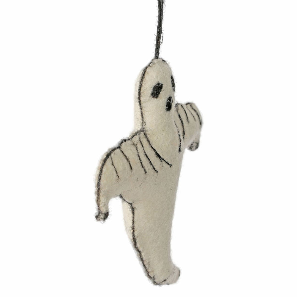 De Kulture Handmade Premium Wool Felt Hanging Ghost Eco Friendly Needle Felted Stuffed Halloween Ornament Ideal For Home Office Party 