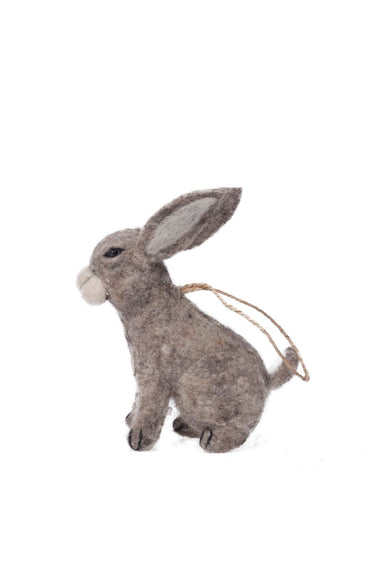 De Kulture Handmade Premium Wool Felt Hanging Grey Bunny Eco Friendly Needle Felted Stuffed Easter Ornament Ideal For Home Office Party 