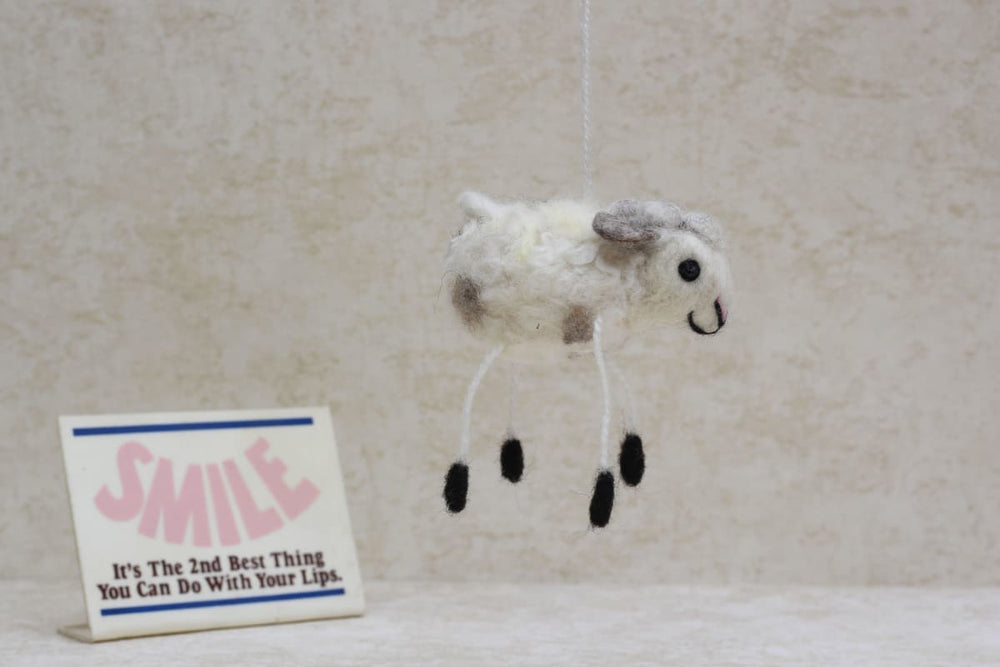 De Kulture Handmade Premium Wool Felt Hanging White Lamb Eco Friendly Needle Felted Stuffed Easter Ornament Ideal For Home Office Party 