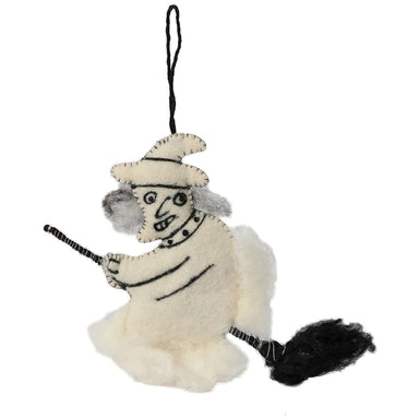 De Kulture Handmade Premium Wool Felt Hanging Witch Eco Friendly Needle Felted Stuffed Halloween Ornament Ideal For Home Office Party 