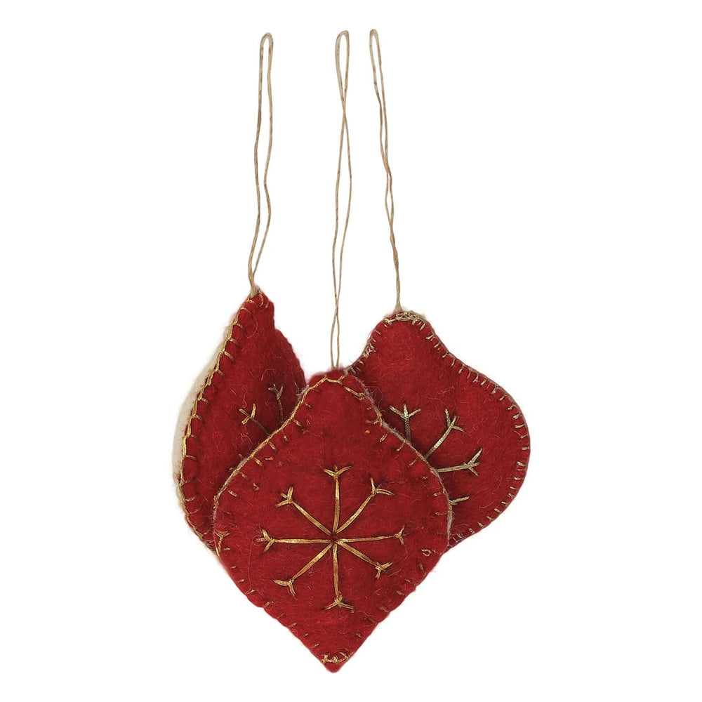 De Kulture Handmade Premium Wool Felt Oval Hearts Eco Friendly Needle Felted Christmas Xmas Tree Decoration Stuffed Ornament For Home Office