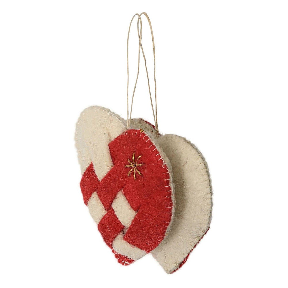 De Kulture Handmade Premium Wool Felt Pleated Hearts Eco Friendly Needle Felted Christmas Valentine Xmas Tree Decoration Stuffed Ornament 