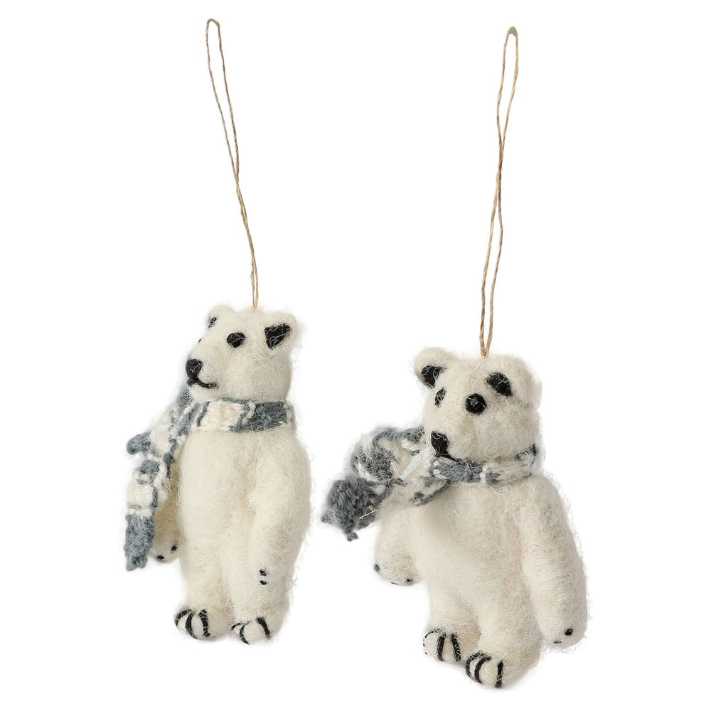 De Kulture Handmade Premium Wool Felt Polar Bear Eco Friendly Needle Felted Christmas Xmas Tree Decoration Stuffed Ornament For Home Office 