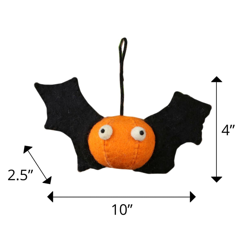 De Kulture Handmade Premium Wool Felt Pumpkin Bat Eco Friendly Needle Felted Stuffed Halloween Ornament Ideal For Home Office Party 