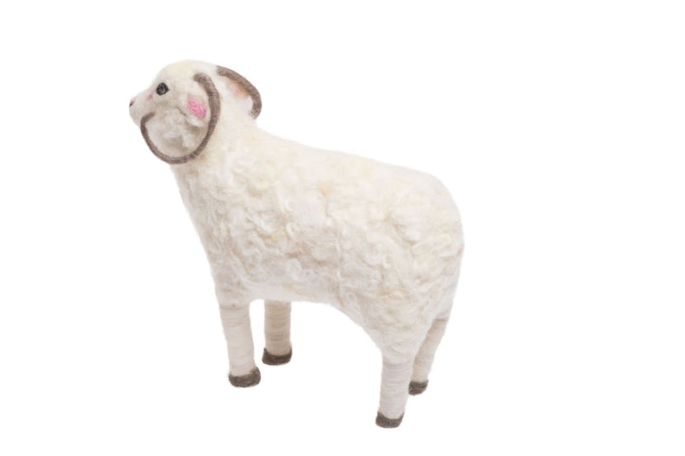 De Kulture Handmade Premium Wool Felt Ram Eco Friendly Needle Felted Stuffed Easter Ornament Ideal For Home Office Party Decoration Holiday 
