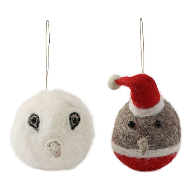 De Kulture Handmade Premium Wool Felt Robin Bird And Owl Bauble Eco Friendly Needle Felted Christmas Xmas Tree Decoration Stuffed Ornament 