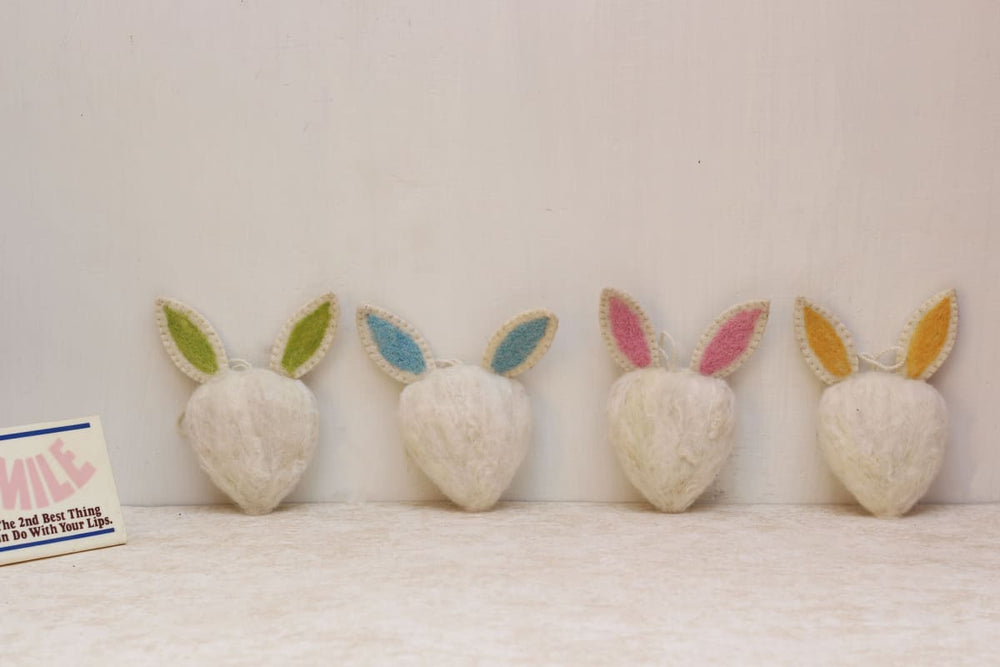 De Kulture Handmade Premium Wool Felt Small Bunny Face Eco Friendly Needle Felted Stuffed Easter Ornament Ideal For Home Office Party 