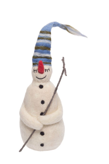 De Kulture Handmade Premium Wool Felt Snowman Eco Friendly Needle Felted Christmas Xmas Tree Decoration Stuffed Ornament For Home Office 