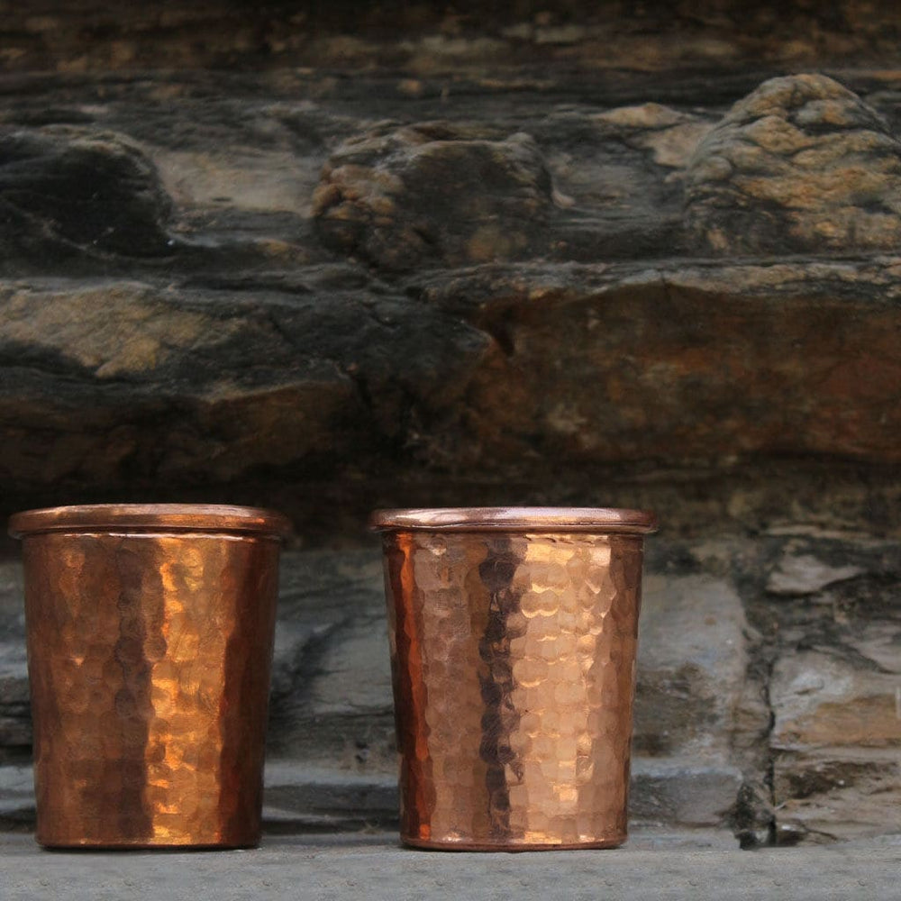 kitchen & dining De Kulture Handmade Pure Solid Copper Shot Glass Cup Tumbler Drinkware 2.5x 3.0 (DH) Inches Set of 2 50 ml - by DeKulture 