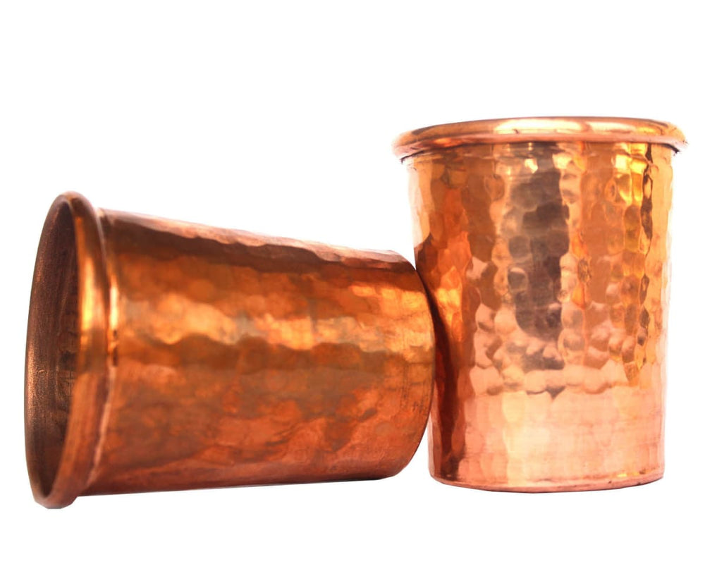 kitchen & dining De Kulture Handmade Pure Solid Copper Shot Glass Cup Tumbler Drinkware 2.5x 3.0 (DH) Inches Set of 2 50 ml - by DeKulture 