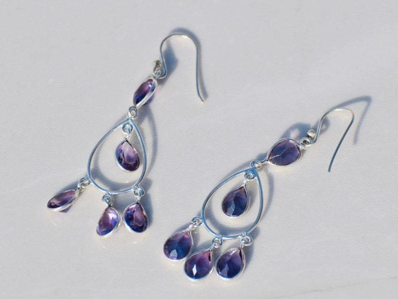 earrings Delicate Amethyst Sterling Silver Earrings,Unique Gift,Handmade Jewelry For her - by TanaBanaCrafts