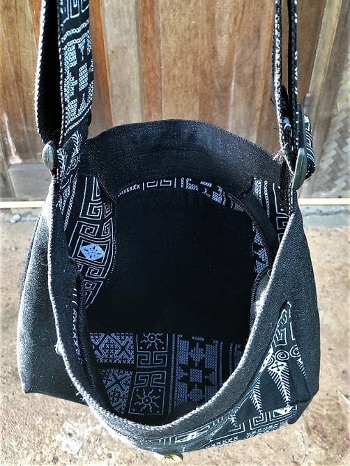 Denim Tote Bag With Black And White Print - By Warm Heart Worldwide
