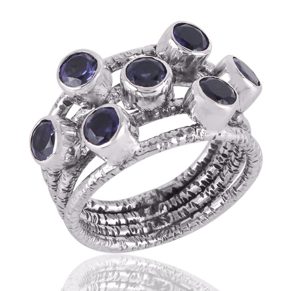 Rings New Design Real Iolite Gemstone Sterling Silver Multi Stone Solid - Title by Rajtarang