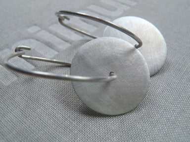 Earrings Disc hoop earrings minimal flat design in brushed sterling! - by dikua