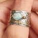 Rings Dominican Larimar Gemstone Ring Spinner Meditation Fidget Handmade - by InishaCreation