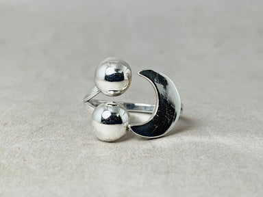 Double Ball Ring 925 Silver Emoji Boho Simple Handmade Everyday Woman Unique Gift for her - by Heaven Jewelry