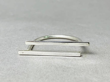 Double Bar Ring 925 Sterling Silver Delicate Parallel Long geometric Modern Gift - by Heaven Jewelry