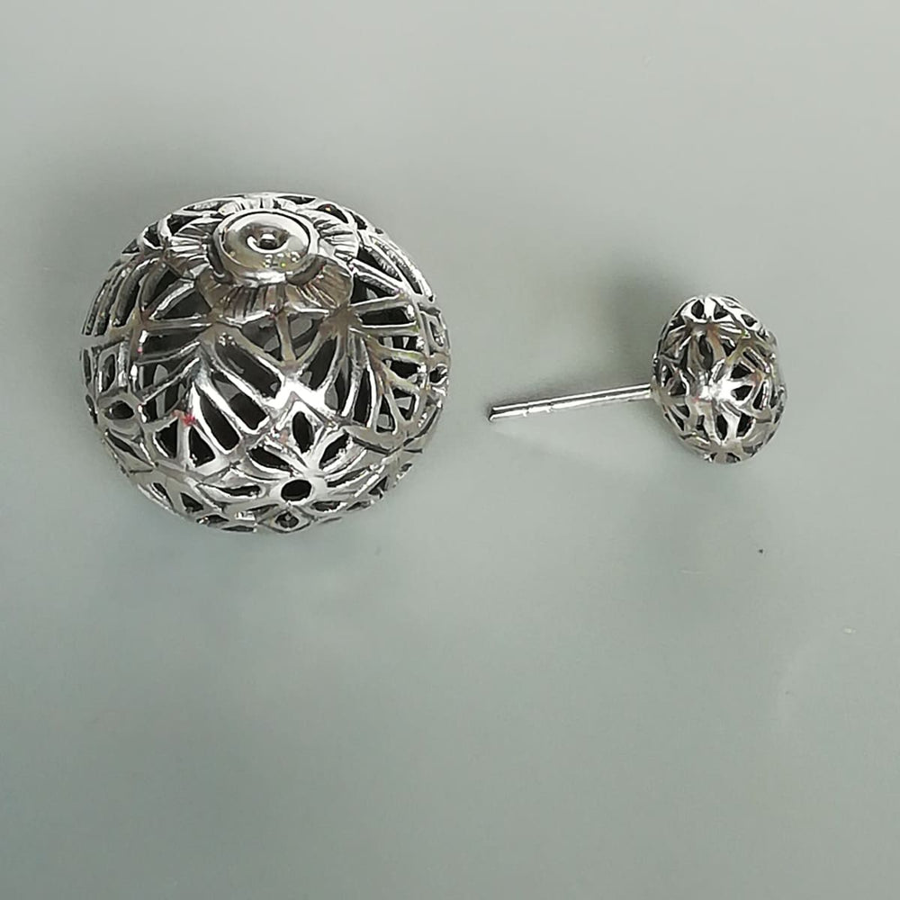 Double Sided Sterling Silver Ball Studs | Filigree Earrings | Ball Cartilage | Silver Jewelry | Bohemian | E1114 - by Oneyellowbutterfly